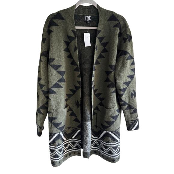 Frye Southwest Aztec Knit Cozy Cardigan Sweater Jacket Large NWT - Picture 4 of 9